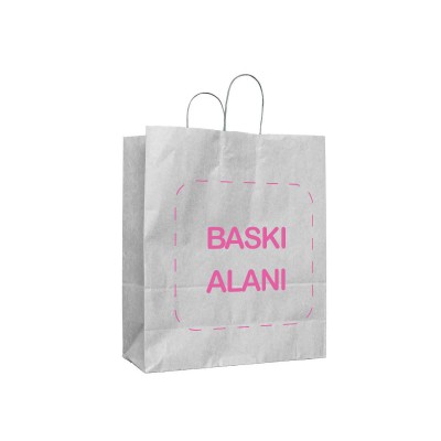 Baskılı Beyaz Kraft Çanta