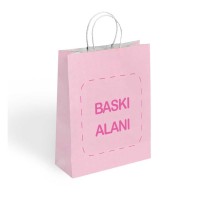 Baskılı Pembe Kraft Çanta